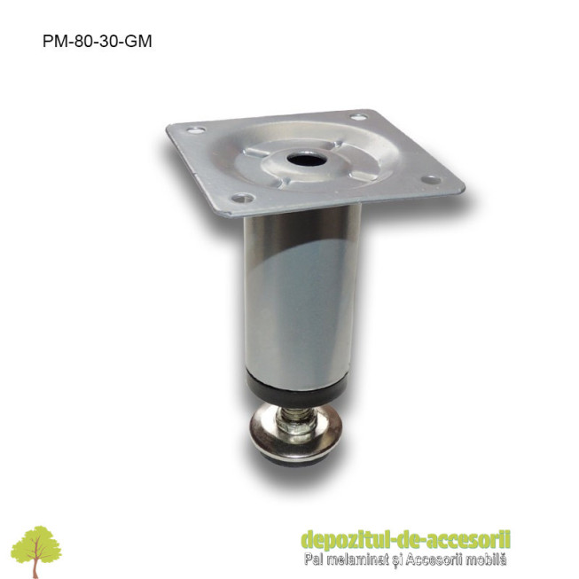 Picior metalic mobilier H80  Ø30mm gri metalizat