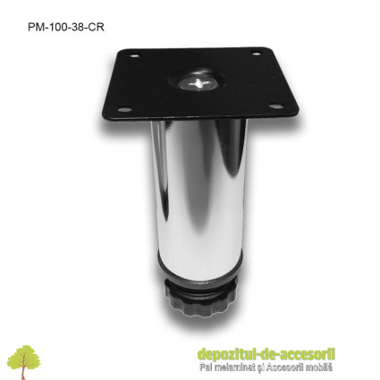 Picior metalic mobilier H100mm  Ø38mm cromat