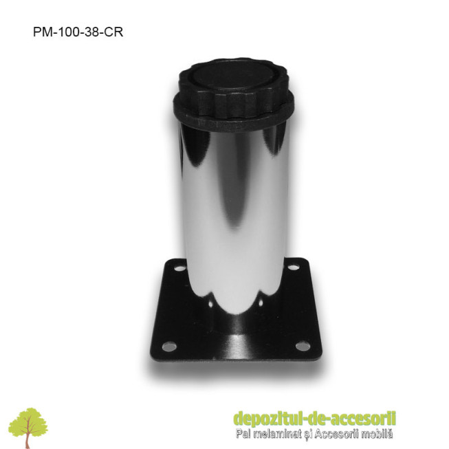 Picior metalic mobilier H100mm  Ø38mm cromat