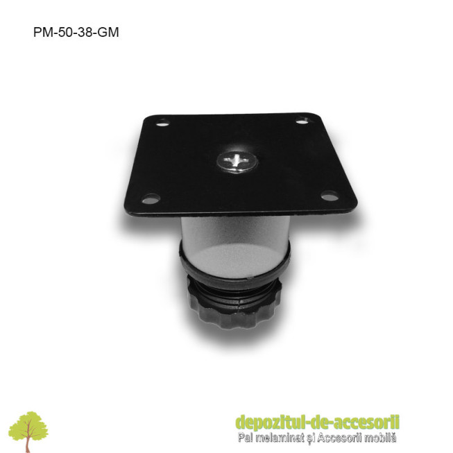 Picior metalic mobilier H50mm  Ø38mm gri metalizat