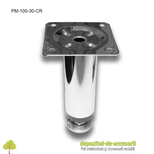 Picior metalic mobilier H100  Ø30mm cromat