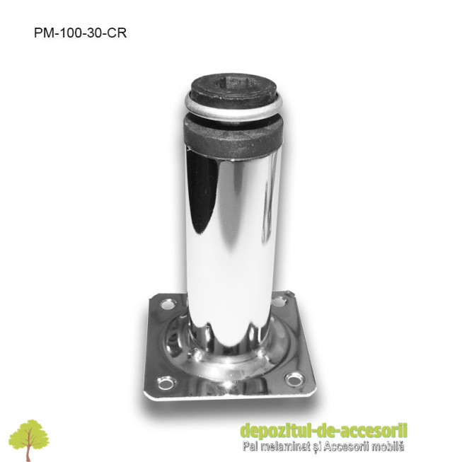 Picior metalic mobilier H100  Ø30mm cromat