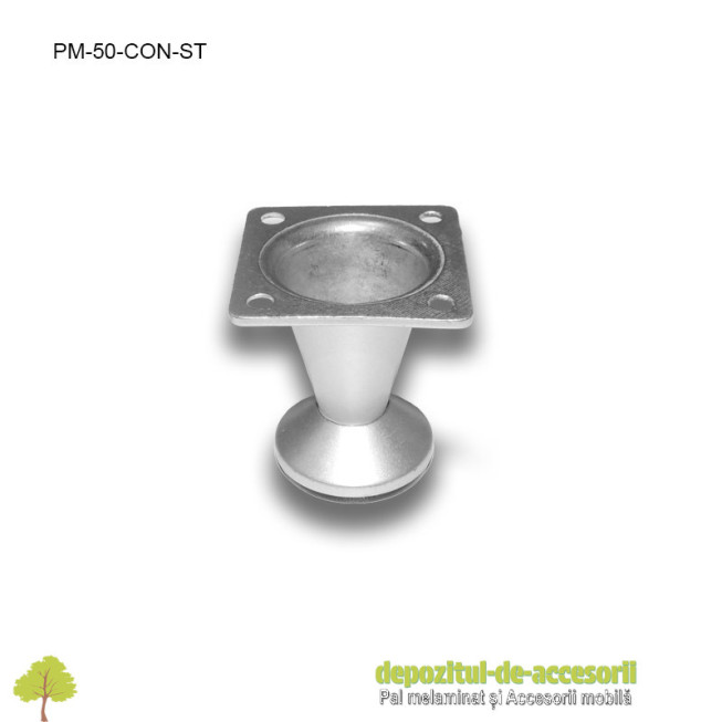 Picior metalic conic pentru mobilier H50mm satinat
