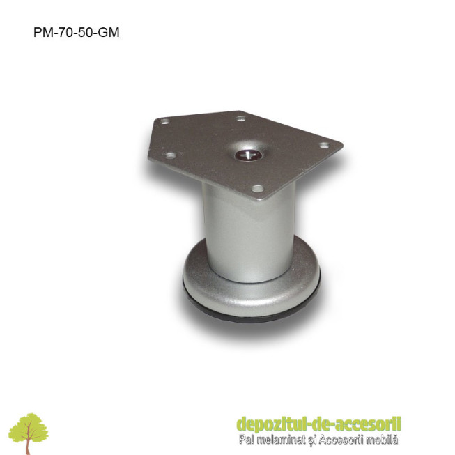 Picior metalic mobilier H70  Ø50mm gri metalizat