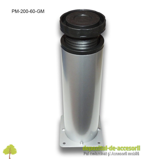Picior metalic mobilier H200  Ø60mm gri metalizat