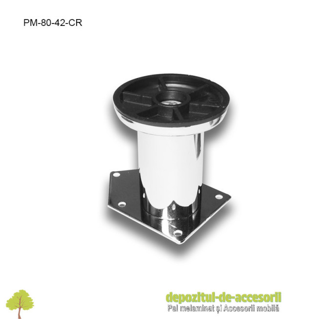 Picior metalic mobilier H80  Ø42mm cromat