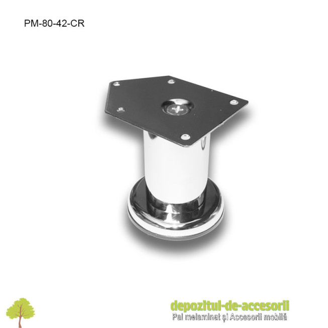 Picior metalic mobilier H80  Ø42mm cromat