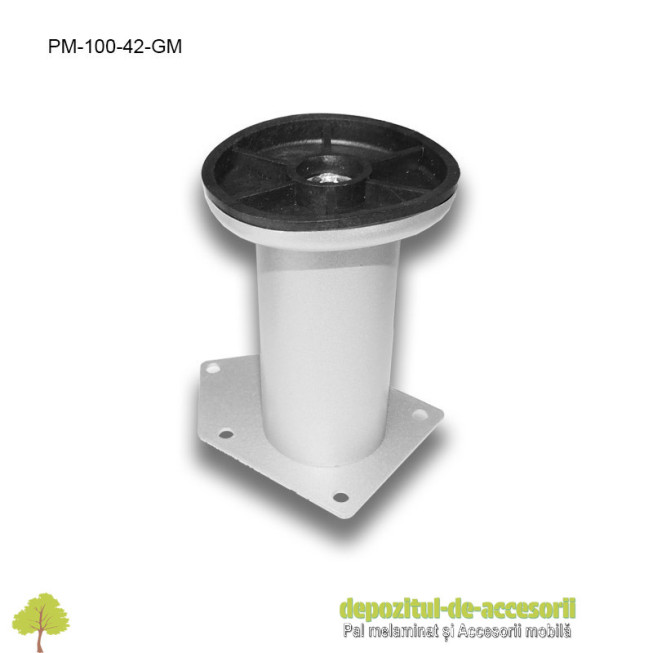 Picior metalic mobilier H100  Ø42mm gri metalizat
