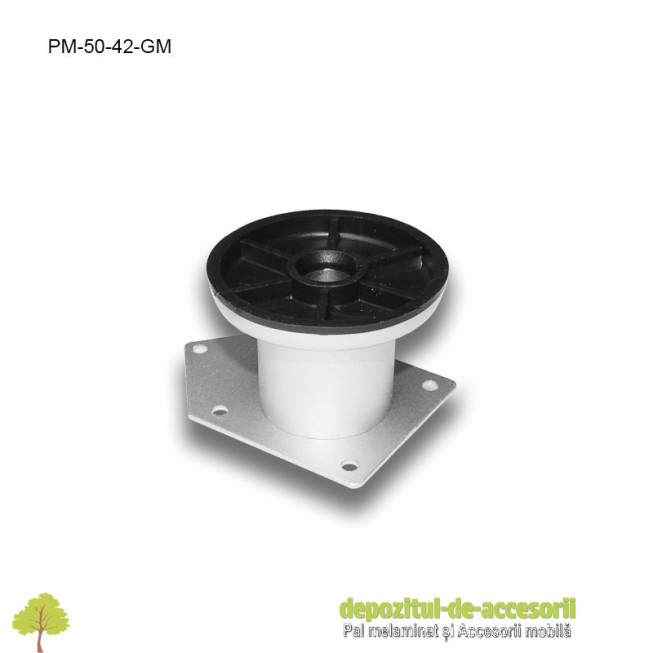 Picior metalic mobilier H50  Ø42mm gri metalizat