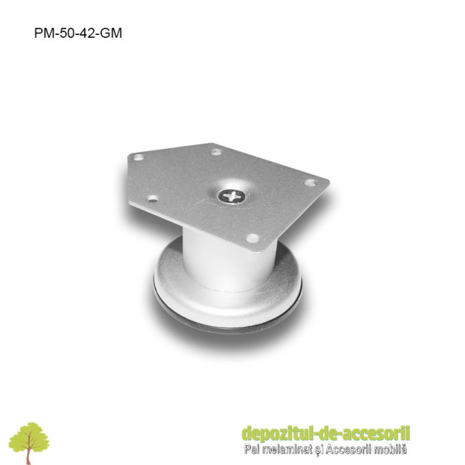 Picior metalic mobilier H50  Ø42mm gri metalizat