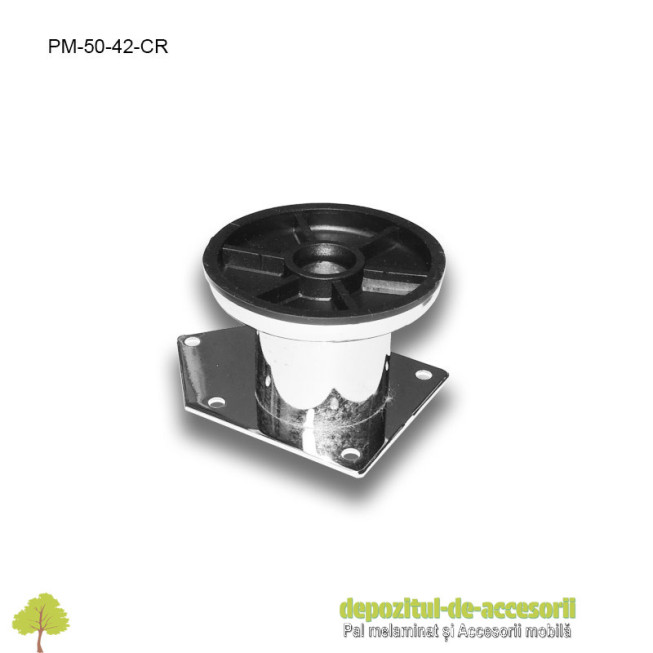 Picior metalic mobilier H50  Ø42mm cromat