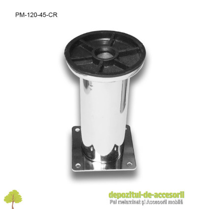 Picior metalic mobilier H120  Ø45mm cromat