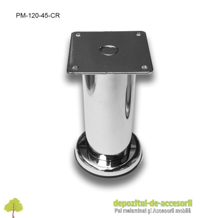 Picior metalic mobilier H120  Ø45mm cromat