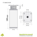 Picior aluminiu H100mm profil patrat 40 x 40mm 17.V25E.010.09 Incoll