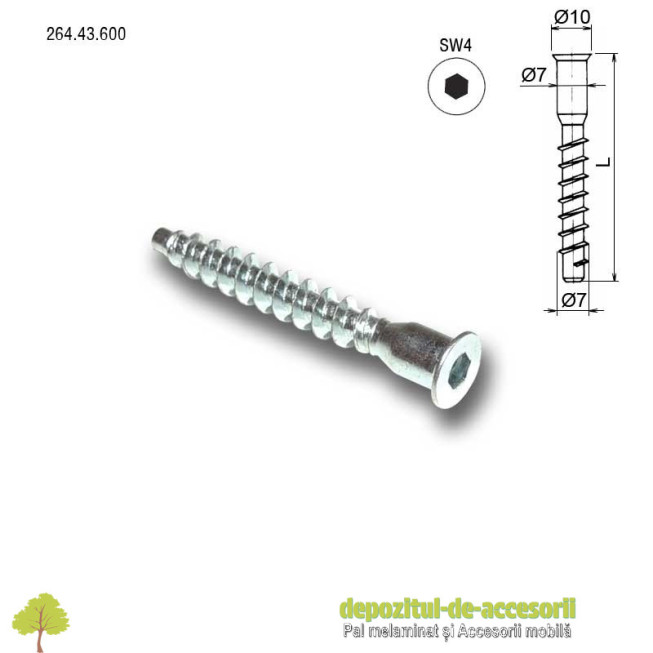 Suruburi imbinare PAL tip Ericsson D Ø7 x 50mm cap ingropat 264.43.600 Hafele