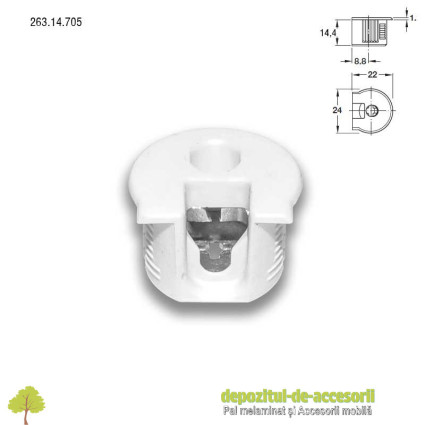 Demontabili Rafix incastrati Ø20mm plastic albi Hafele 263.14.705 cu bolt 263.20.141