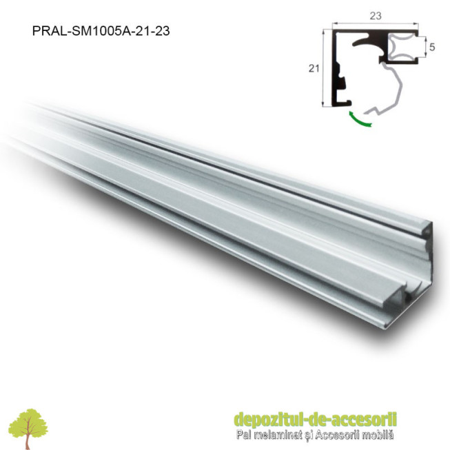Profil rame aluminiu uși sticlă SM1005A lungimea 3m