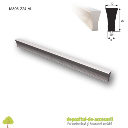 Maner mobilier Aluminiu M806-192-AL Satinat distanta intre gauri de 224mm