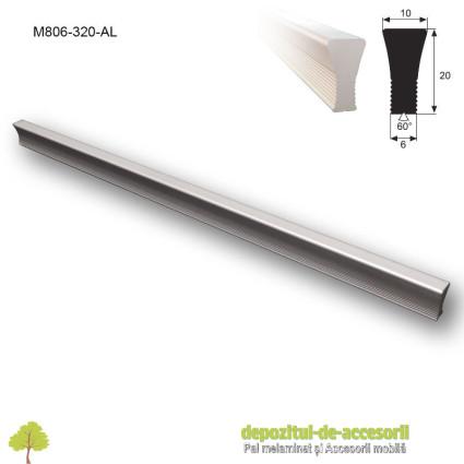 Maner mobilier Aluminiu M806-320-AL Satinat distanta intre gauri de 320mm