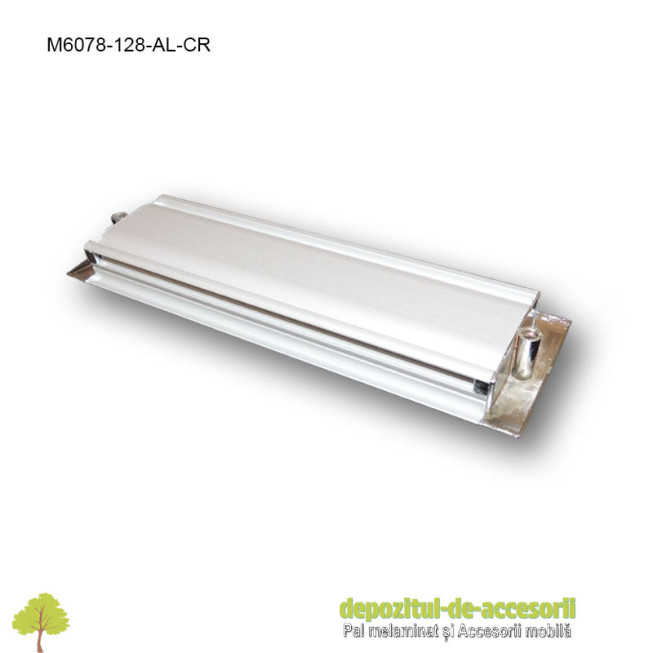 Maner mobilier ingropat aluminiu M6078-128-AL-CR cu capete cromate distanta intre gauri de 128mm