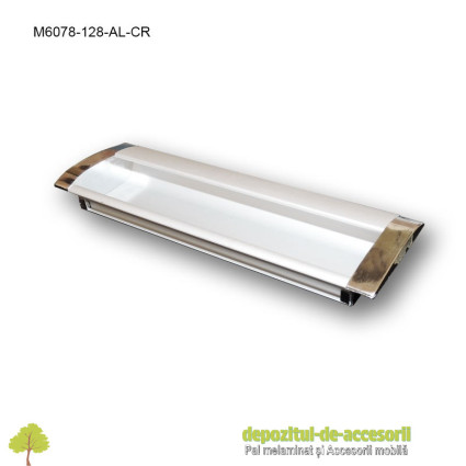 Maner mobilier ingropat aluminiu M6078-128-AL-CR cu capete cromate distanta intre gauri de 128mm