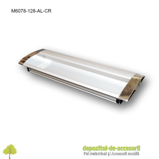 Maner mobilier ingropat aluminiu M6078-128-AL-CR cu capete cromate distanta intre gauri de 128mm