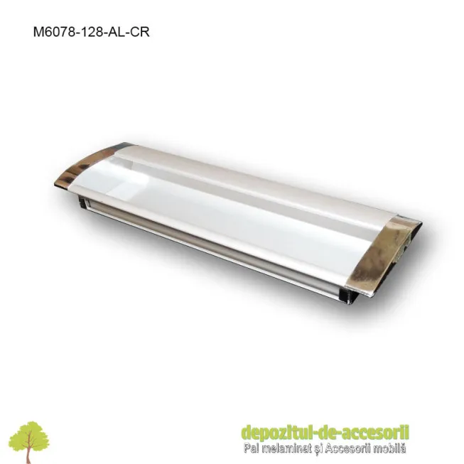 Maner mobilier ingropat aluminiu M6078-128-AL-CR cu capete cromate distanta intre gauri de 128mm