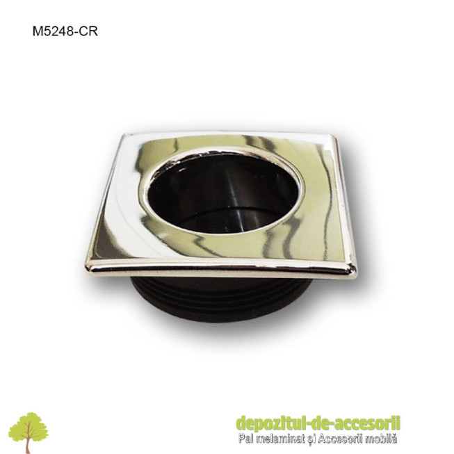 Maner mobilier ingropat plastic patrat finisaj aluminiu M5248-CR