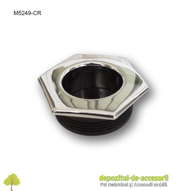 Maner mobilier ingropat plastic hexagonal finisaj cromat M5249-CR