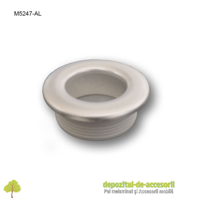 Maner mobilier ingropat plastic rotund M5247-AL finisaj aluminiu