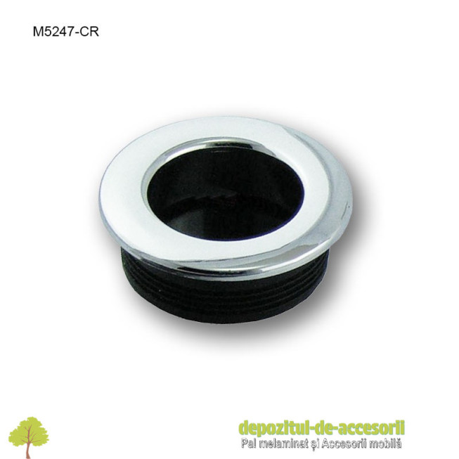 Maner mobilier ingropat tip scoica plastic rotund finisaj cromat M5247-CR