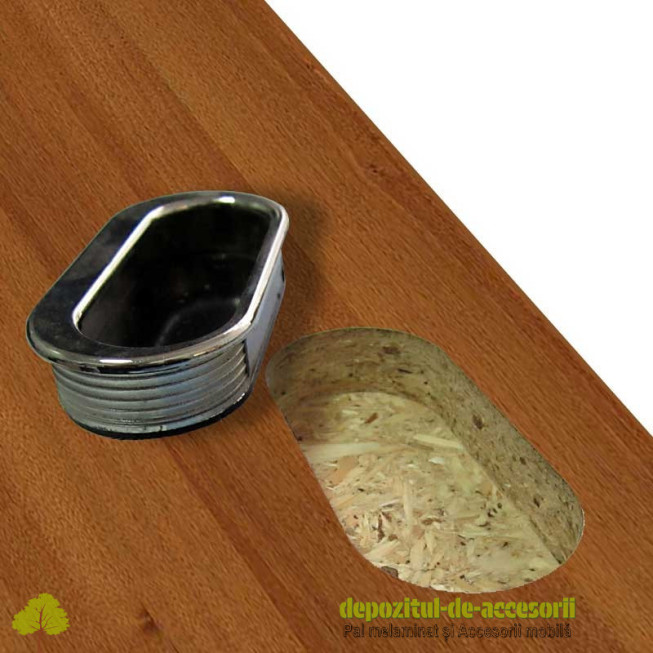 Maner mobilier ingropat plastic oval finisaj cromat M5250-CR 