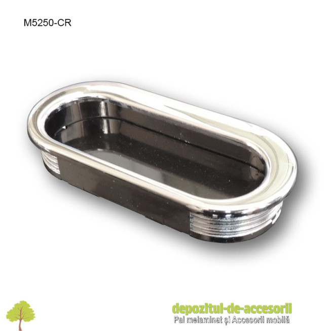 Maner mobilier ingropat plastic oval finisaj cromat M5250-CR 