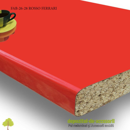 Blat de bucatarie Rosso Ferrari lucios 28x800x4200mm FAB Grup FAB 26