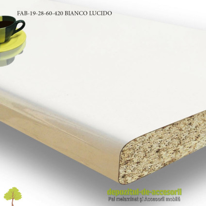 Blat de bucatarie Bianco lucido lucios 28x600x4200mm FAB Grup FAB 19