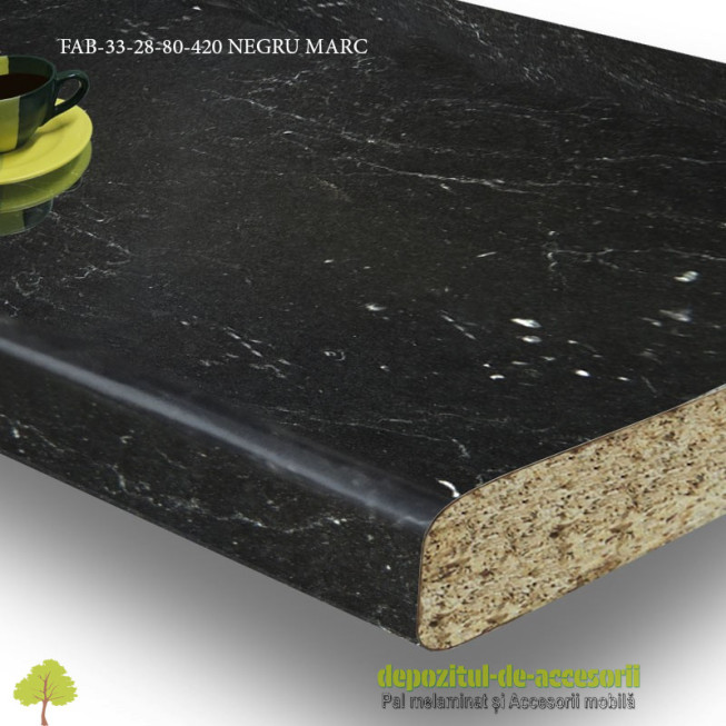 Blat de bucatarie Negru Marc lucios 28x800x4200mm FAB Grup FAB 33