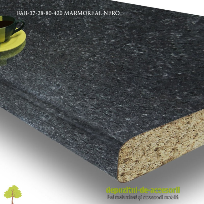 Blat de bucatarie Marmoreal Nero lucios 28x800x4200mm FAB Grup FAB 37