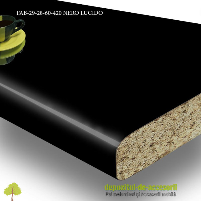Blat de bucatarie lucios NERO LUCIDO dimensiuni 28x600x4200mm FAB Grup FAB 29