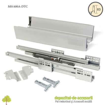 Sertar laterale metalice 400mm H 83mmTandembox extragere totala amortizare la inchidere DTC M01400A