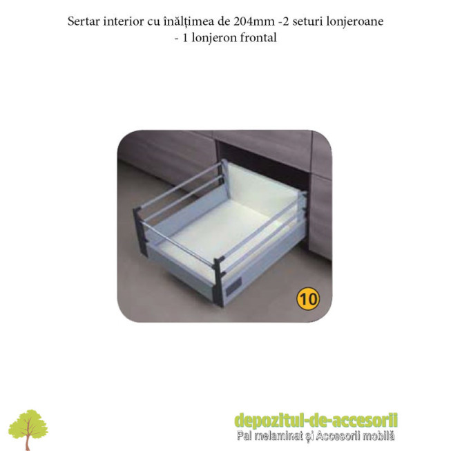 Sertar laterale metalice 500x83mm tip Tandembox extragere totală amortizare la inchidere DTC