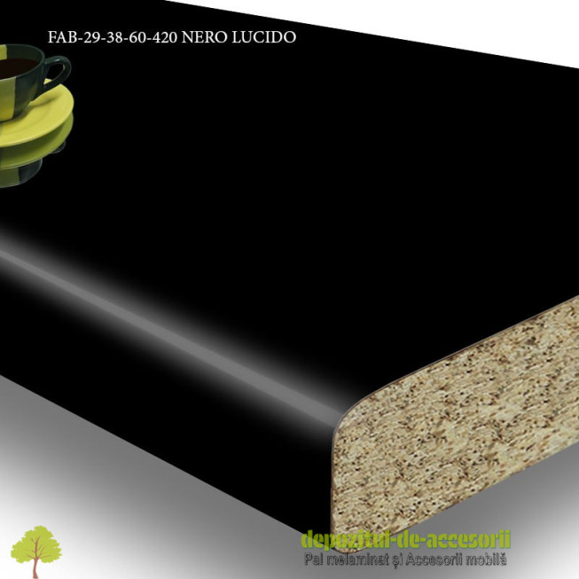 Blat de bucatarie lucios NERO LUCIDO dimensiuni 38x600x4200mm FAB Grup FAB 29