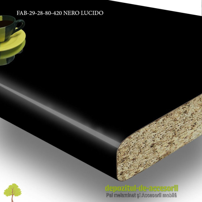 Blat de bucatarie lucios NERO LUCIDO dimensiuni 28x800x4200mm FAB Grup FAB 29