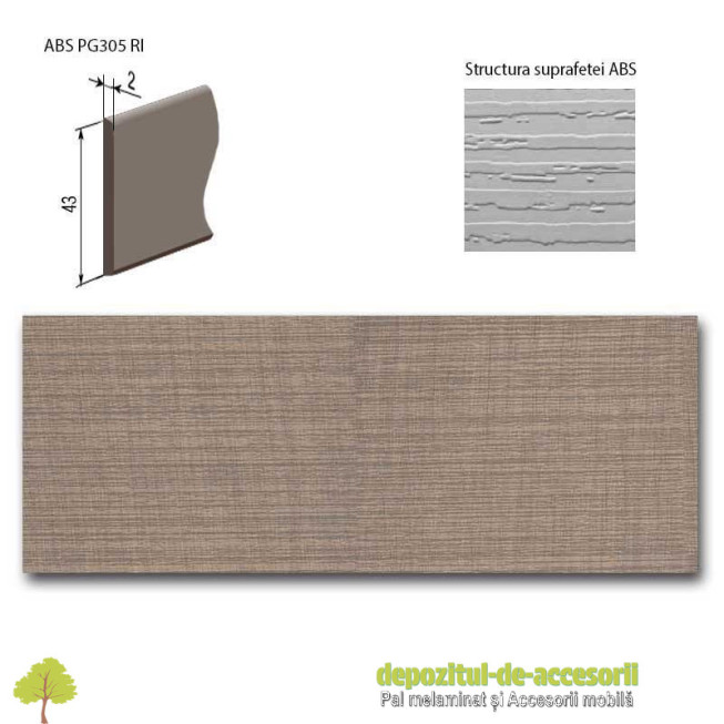 Cant ABS Stejar Perrier inchis 43mm x 2mm pentru A830 Kastamonu