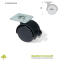 Role mobilier duble negre Ø40mm cu frana pivotante prindere cu flansa 41.0042F.042.50