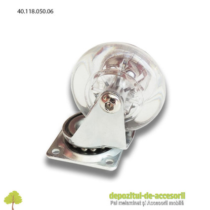 Role mobilier Ø50mm elastice transparente pivotante prindere cu flansa 40.118.050.06