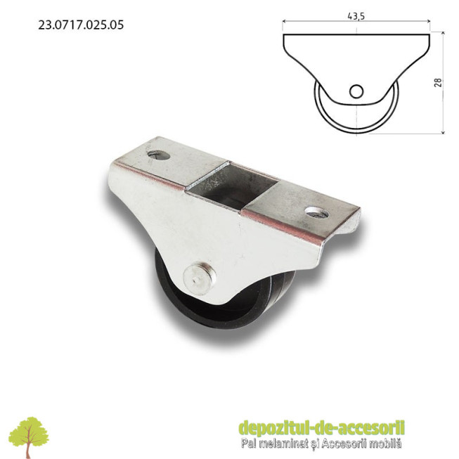 Role fixe mobilier Ø25mm pentru sertare pat 23.0717.025.05