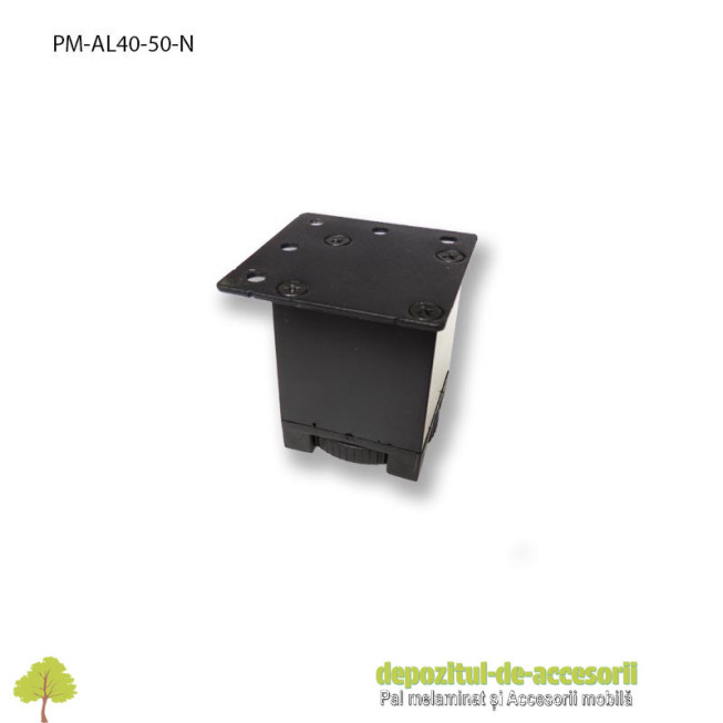 Picior mobilier H50mm profil pătrat 40 x 40mm, negru