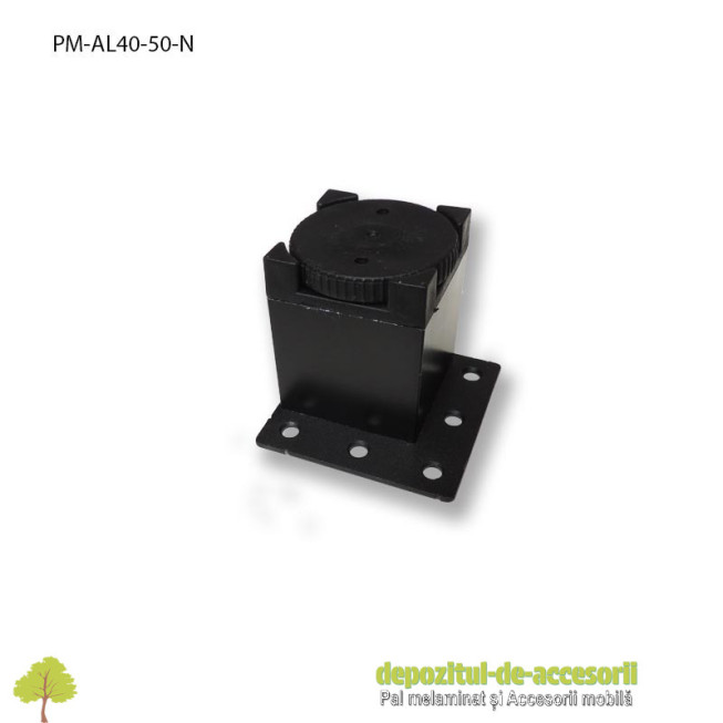 Picior mobilier H50mm profil pătrat 40 x 40mm, negru