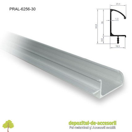 Profil maner vertical C cu bradut, aluminiu, lungimea 3m 6256
