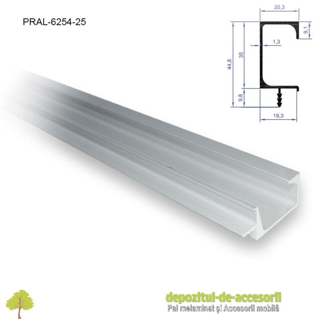 Profil maner G cu bradut, aluminiu, lungimea 2,5m 6254